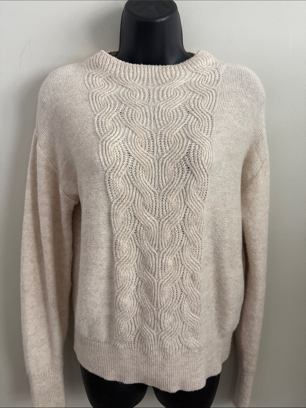 Banana Republic Cream Cable-Front Crewneck Sweater
